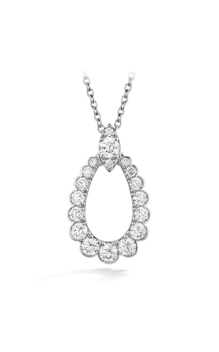 Aerial Regal 0.82-0.90ct Diamond Teardrop Pendant in 18K White Gold, 18" chain