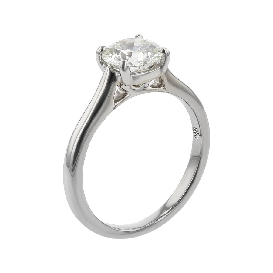 1.11ct Fire & Ice Round Brilliant Diamond and 4 Prong Solitaire Signature Ring in 18K White Gold