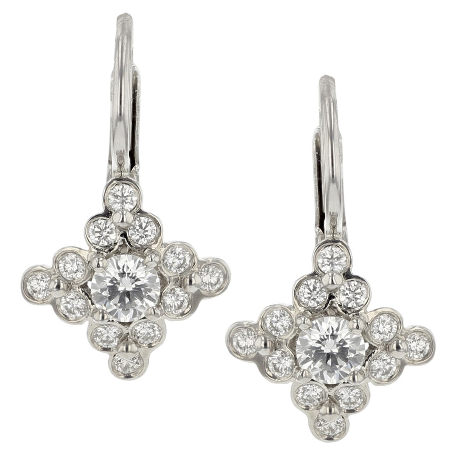 Lace 0.64ct Diamond Leverback Earrings in Platinum and 18K White Gold