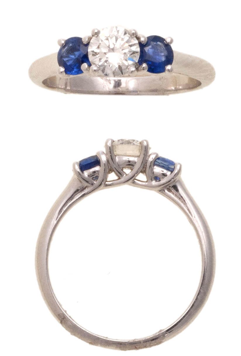 Fire & Ice Trellis Semi-Mount with 0.63–0.91ct Round Fine Blue Sapphires in Platinum