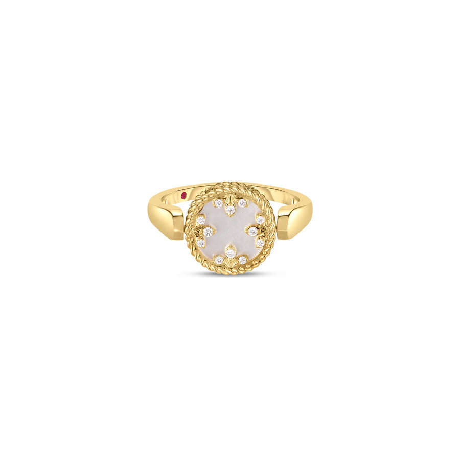 Venetian 2.00ct Mother of Pearl and 0.05ct Diamond Ring in 18K Yellow Gold size 6.5