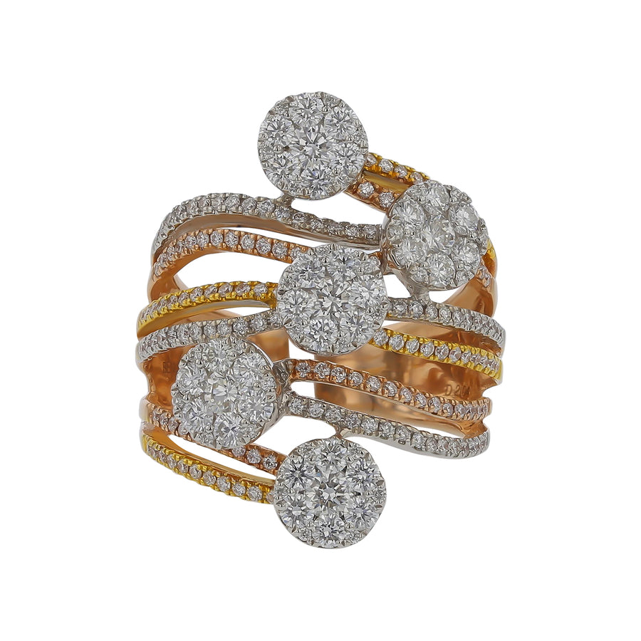2.04ct Diamond Ring in 14K Yellow White and Rose Gold, Size 7