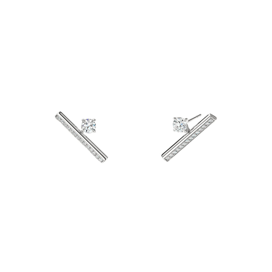Barre 0.66-0.85ct Diamond Single Bar Climber Earrings in 18K White Gold