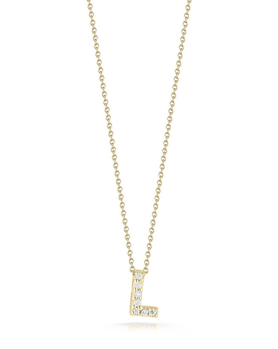 Tiny Treasures 0.03ct Diamond Love Letter "L" Pendant in 18K Yellow Gold, 16-18" chain