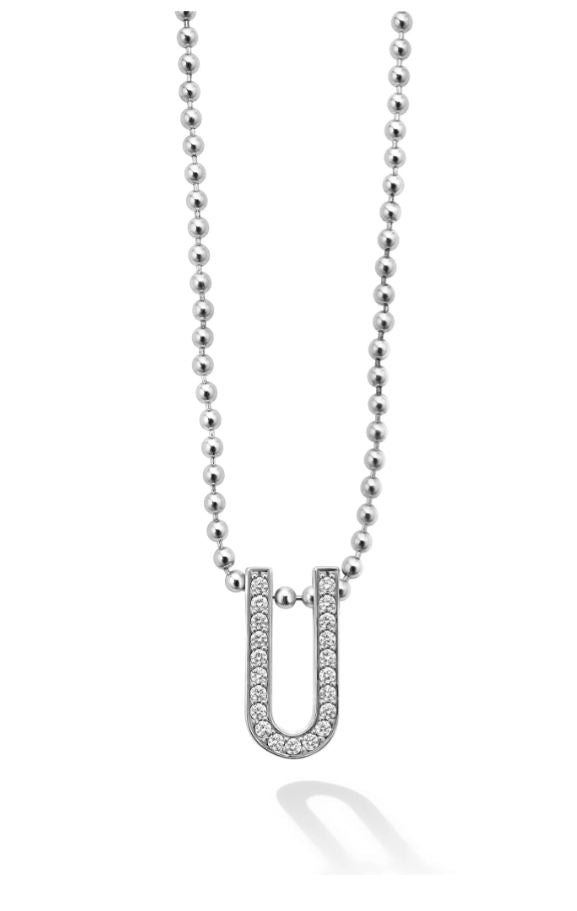 Caviar Spark 0.52Ct Diamond Linear Pendant on Ball Chain in Sterling Silver