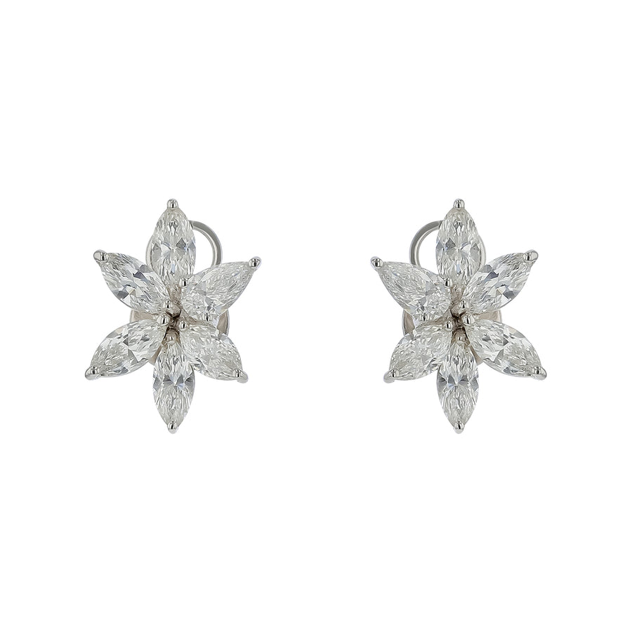 3.79ct Diamond Cluster Earrings in 18K White Gold
