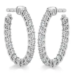Signature 0.61-0.71ct Diamond Oval Inside/Out Hoop Earrings in 18K White Gold