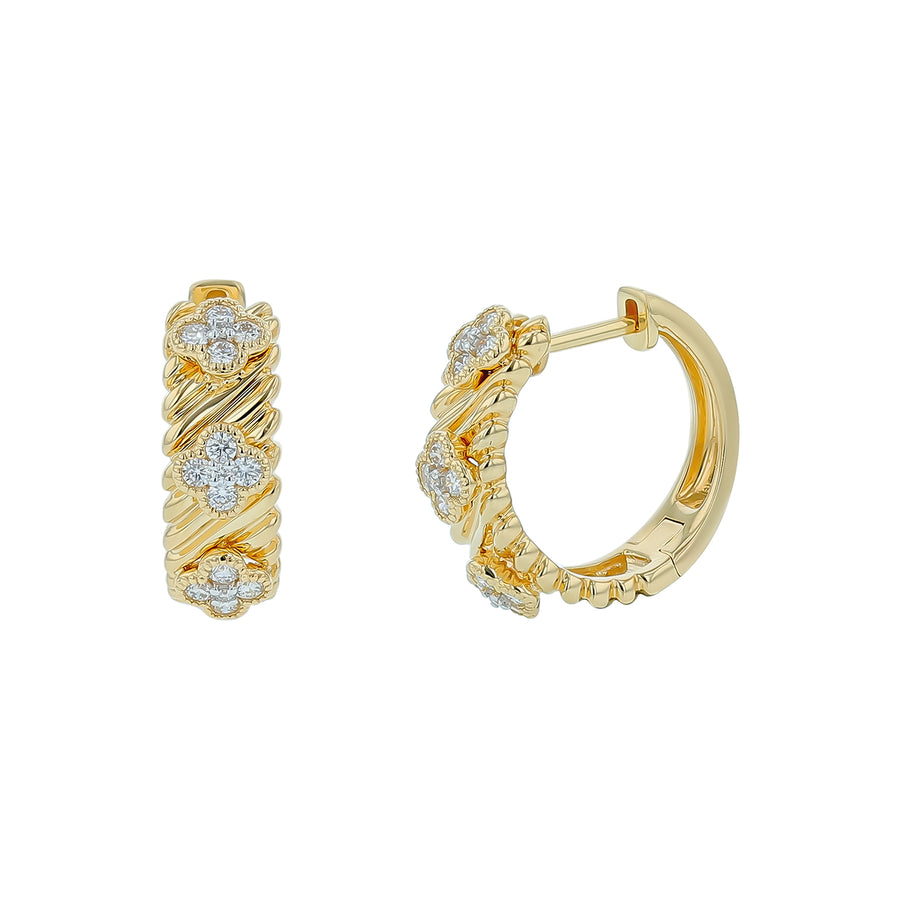 0.36ct Diamond Huggie Hoop Earrings in 14K Yellow Gold