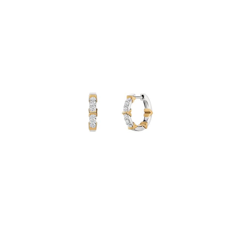 Copley 0.42ct Diamond Huggie Hoop Earrings in 18K White and Yellow Gold