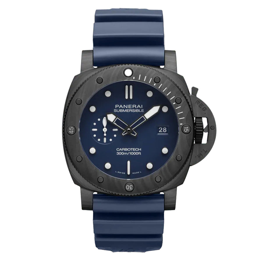 44mm Submersible Quaranta Quattro Watch with Blue Dial in Carbotech, Strap