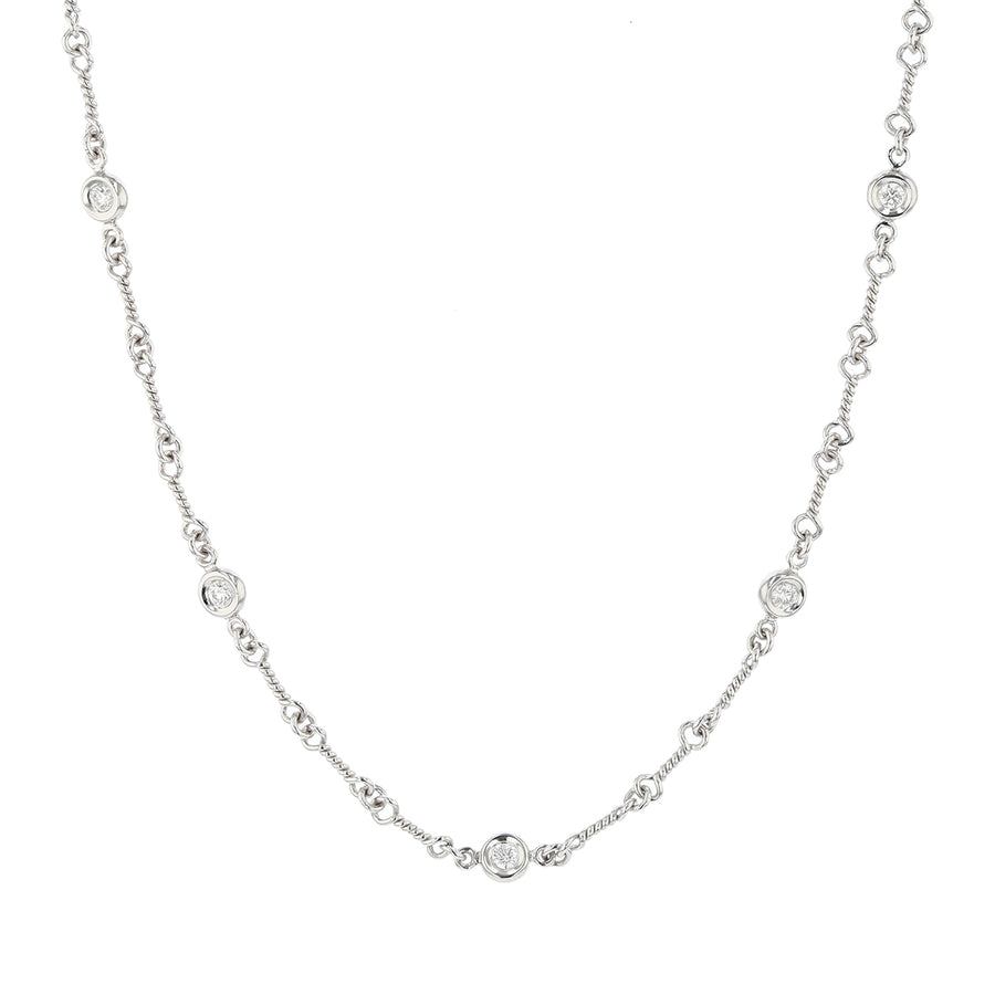 Diamonds by the Inch 0.28ct Diamond Station Dog Bone Necklace in 18K White Gold, 16"