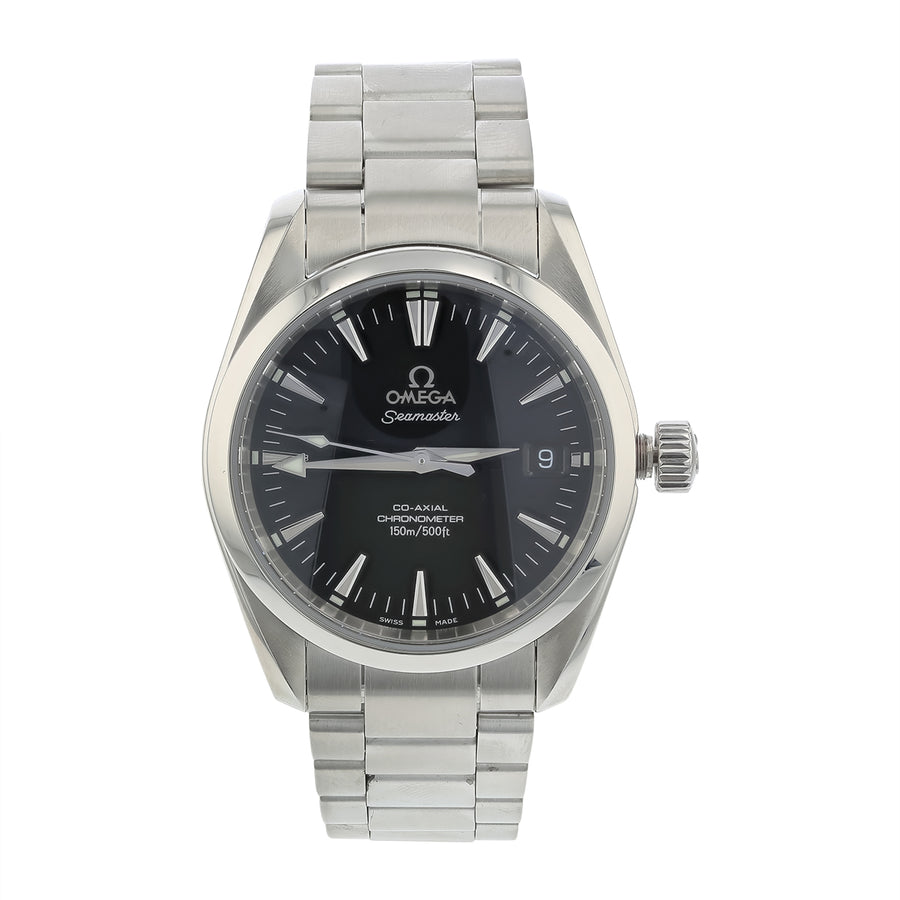 36mm Omega Seamaster Aqua Terra Watch with Black Dial in Stainless Steel, Bracelet