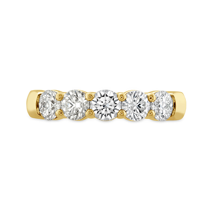 Signature 0.46-0.56ct Round Diamond 5 Stone Band in 18K Yellow Gold, Size 6