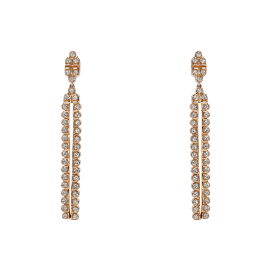 Scallop Silhouette Diamond Drop Earrings in 18K Rose Gold