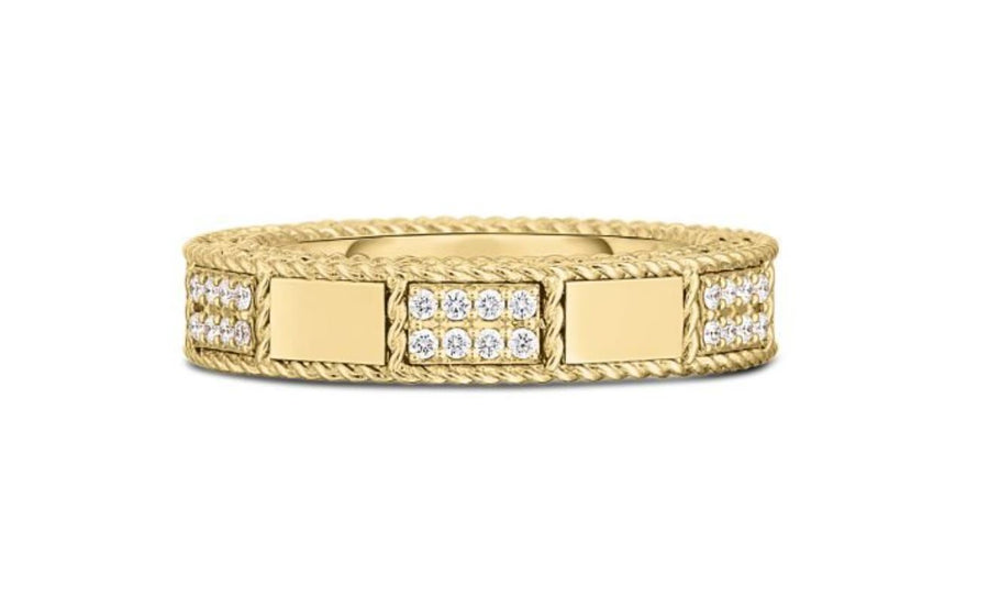 Mosaic 0.15ct Round Diamond Ring in 18K Yellow Gold, Size 6