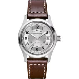 38mm Khaki Field Automatic Watch with Silver Dial in Stainless Steel, Strap