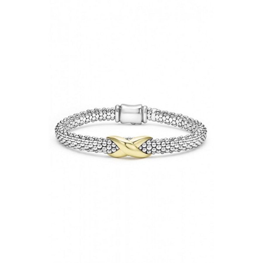 Embrace 6mm X Rope Bracelet in 18K Yellow Gold and Sterling Silver, size 7