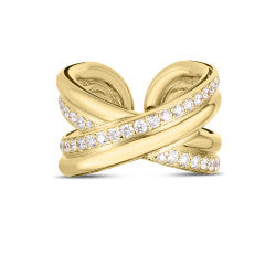 Cialoma 0.90ct Diamond Crossover Ring in 18K Yellow Gold Size 6.5