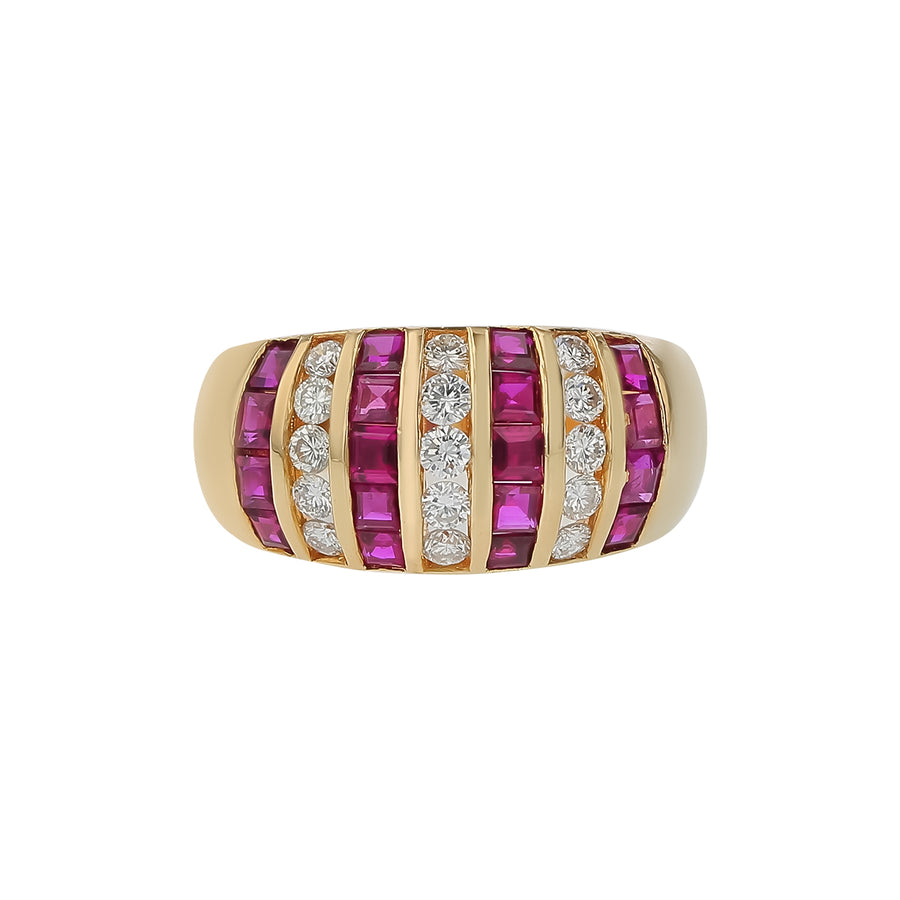 1.61ct Ruby and 0.49ct Diamond Band in 18K Yellow Gold, size 6.5