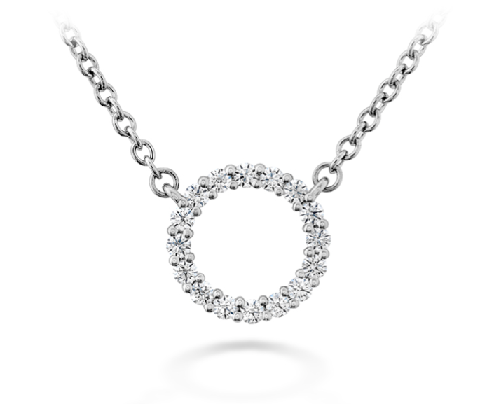 Signature 0.10-0.15ct Diamond Small Circle Necklace in 18K White Gold,  18"