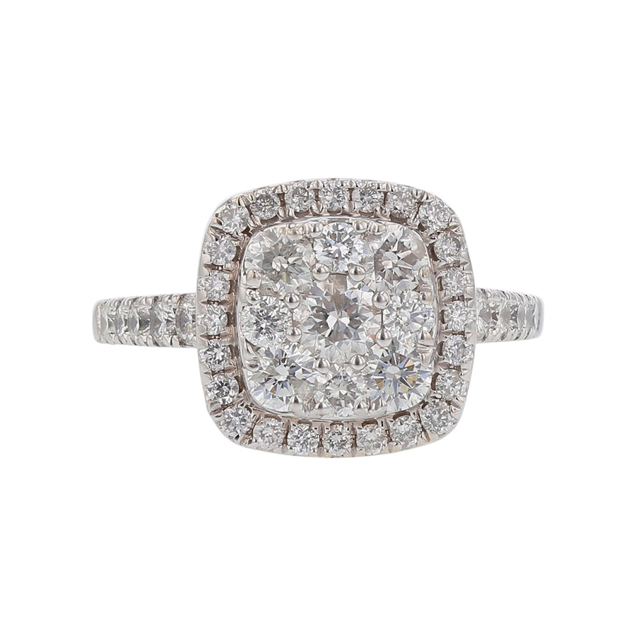 1.69ct Diamonds Halo Engagement Ring in 14K White Gold, Size 8
