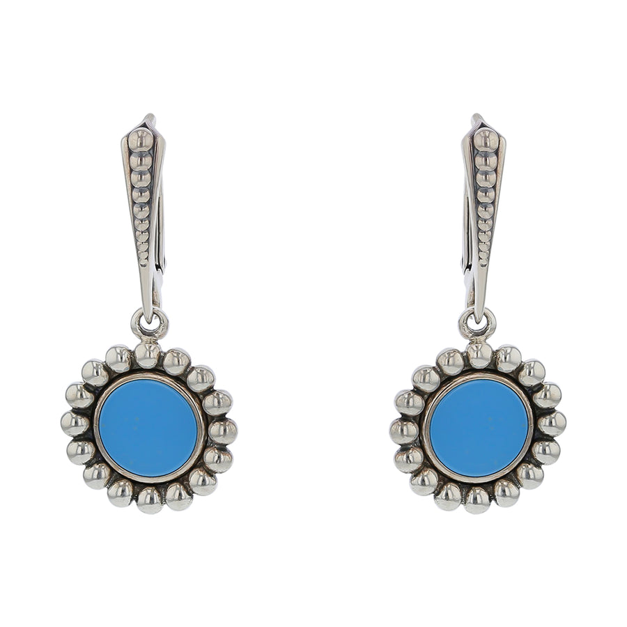 Lagos Caviar Drop Earrings in Sterling Silver and Blue Ceramic