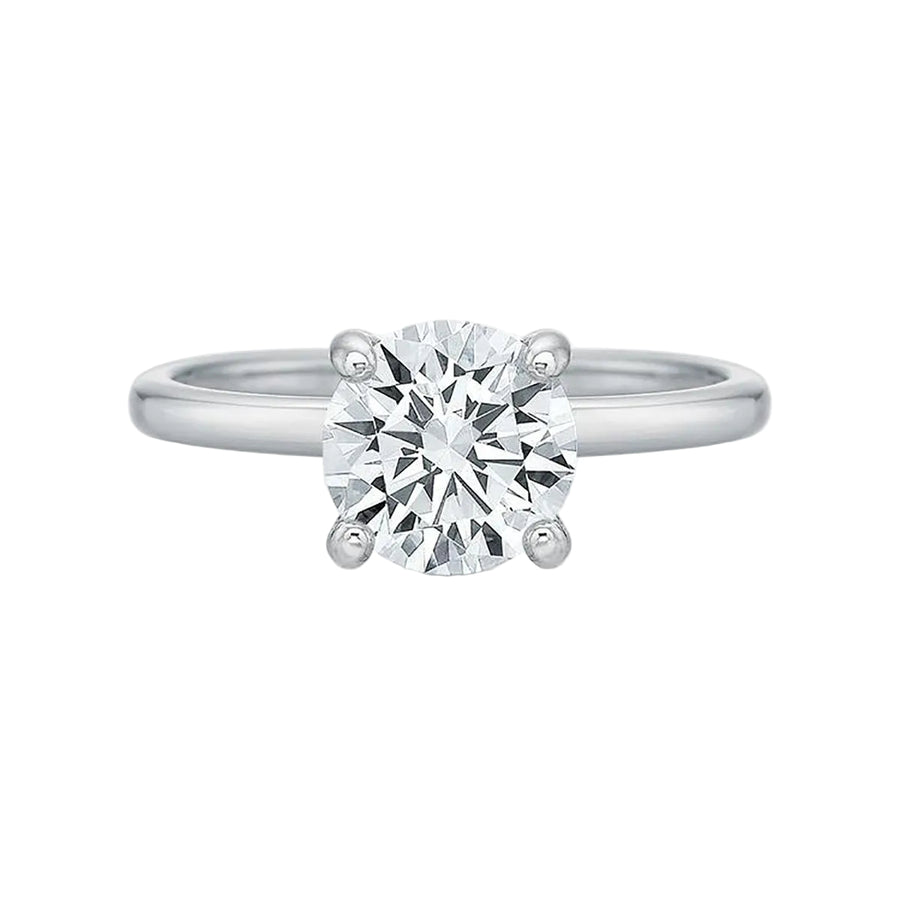 Modern Classic Solitaire Semi Mount for 1ct Oval, in 18k White Gold and Platinum, Size 6