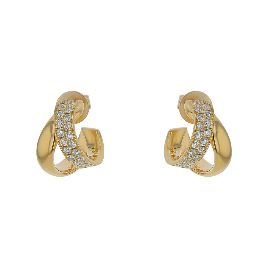 INSIDE/OUT 0.87-0.99ct Diamond Spiral Huggie Hoop Earrings in 18K Yellow Gold