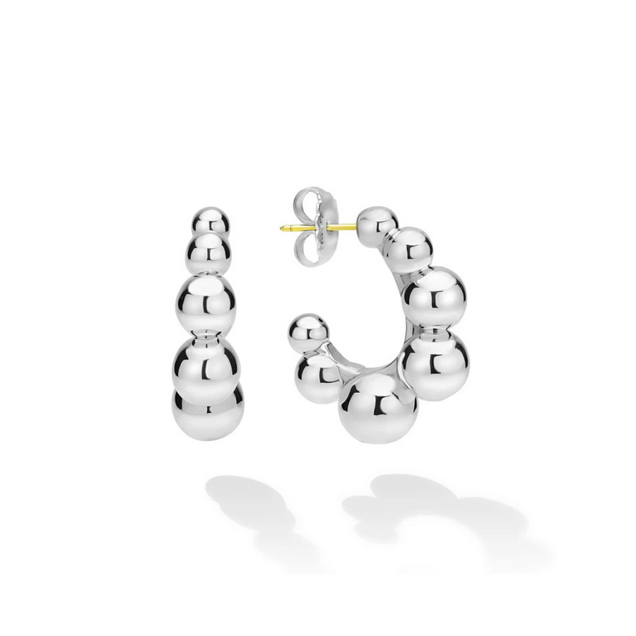 Caviar Bubbly Electroform 24mm Hoop Earrings in Sterling Silver