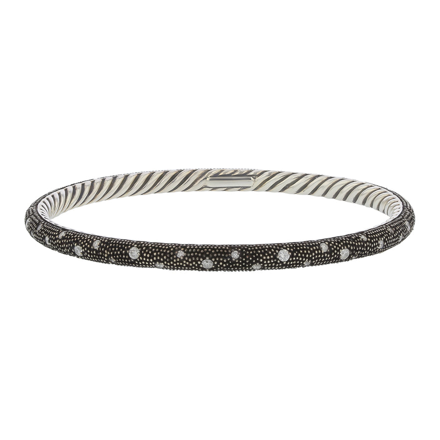 D Y Midnight Diamond Bangle Bracelet in Sterling Silver