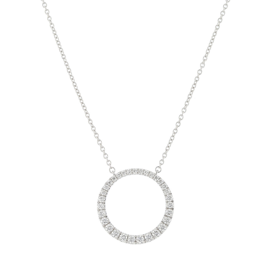 0.47-0.54Ct Graduated Diamond Circle Necklace in 18K White Gold, 18"