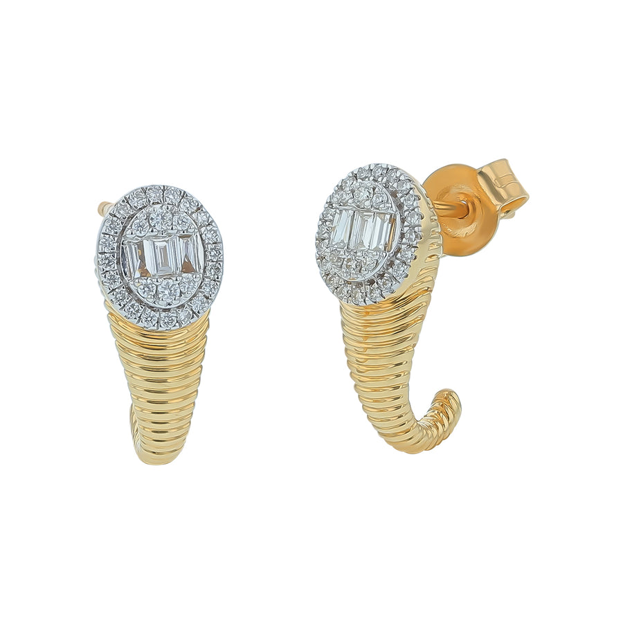 0.30ct Diamond Hoop Earrings in 14K Yellow and White Gold