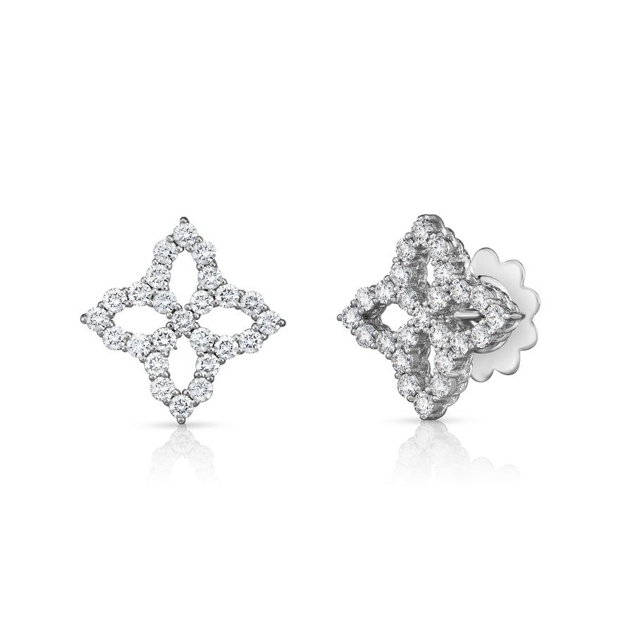 Princess Flower 1.02ct Diamond Earrings in 18K White Gold