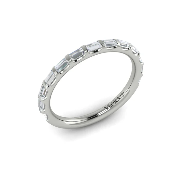 Shining 0.52ct Diamond Baguette Diamond Partway Band in Platinum, size 6.5