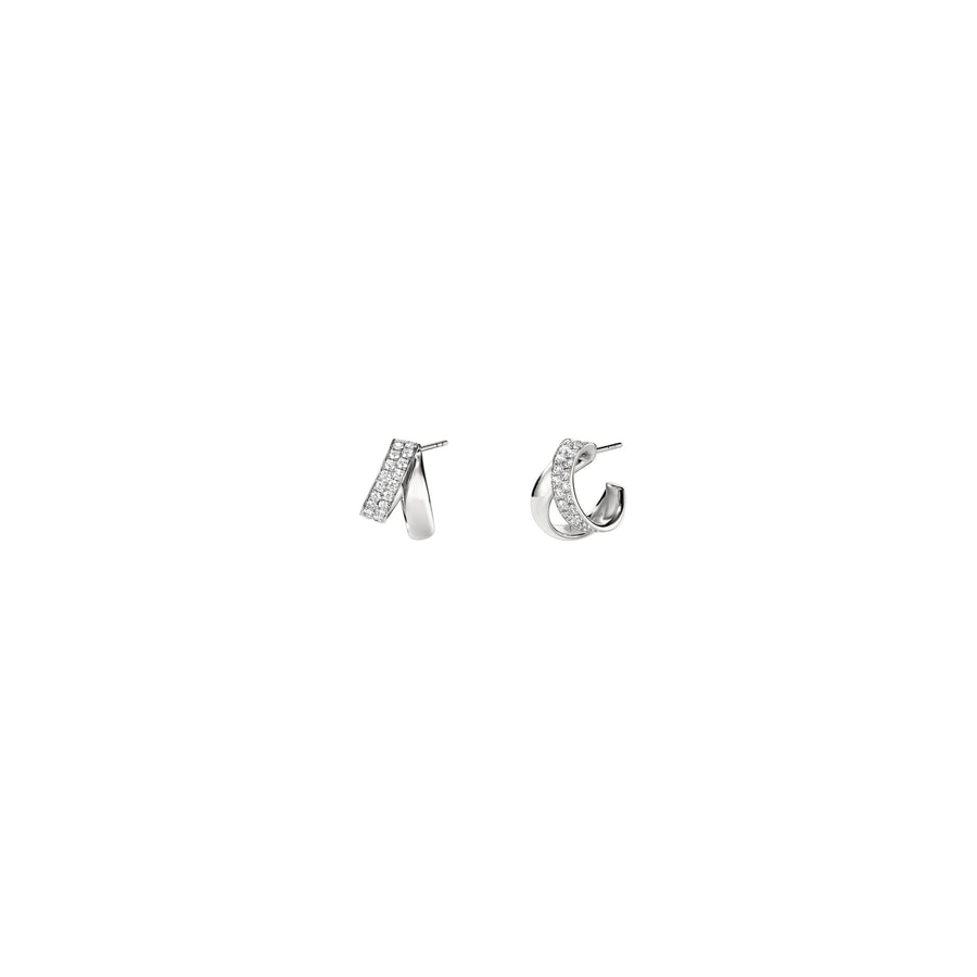 INSIDE/OUT 0.87-0.99ct Diamond Flip Huggie Hoop Earrings in 18K White Gold