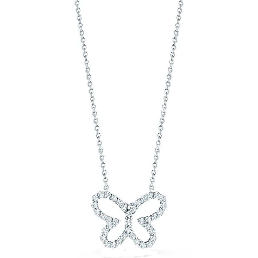 Tiny Treasures 0.22ct Diamond Butterfly Pendant in 18K White Gold, with chain