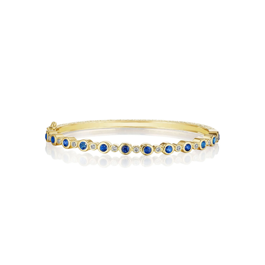Aura 0.96ct Sapphire and 0.22ct Diamond Alternating Bangle Bracelet in 18K Yellow Gold
