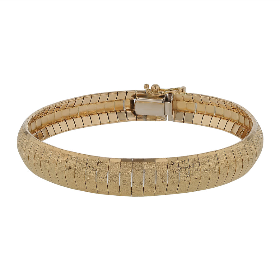 9.3mm Florentine Finish Omega Bracelet in 18k Yellow Gold, 7"