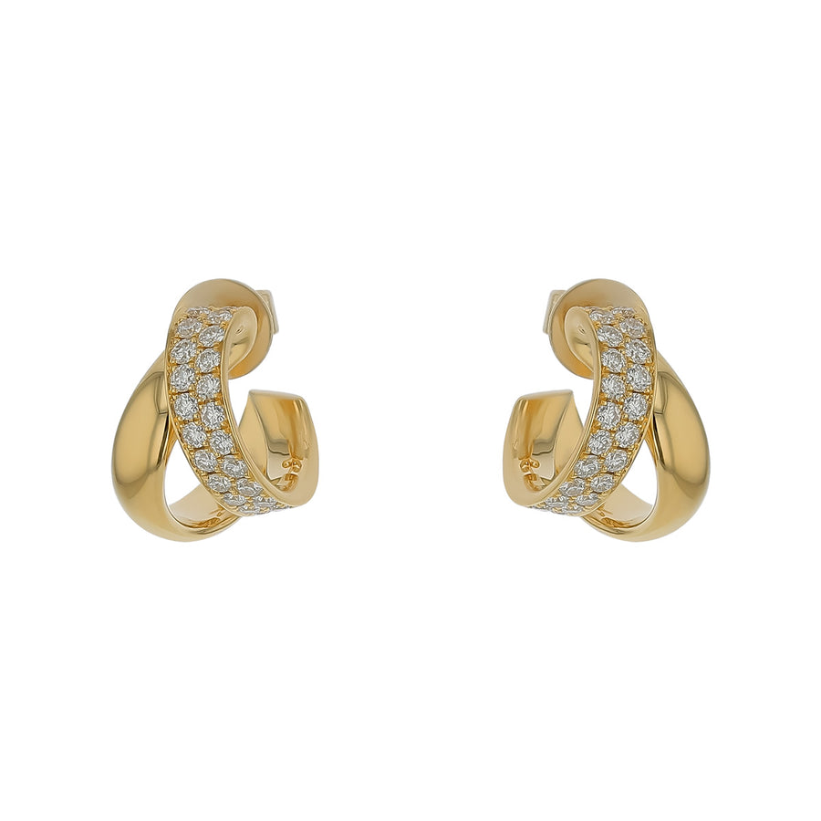 INSIDE/OUT 0.87-0.99ct Diamond Spiral Huggie Hoop Earrings in 18K Yellow Gold