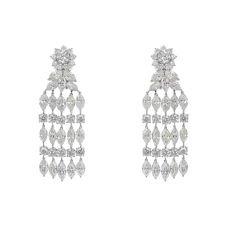 Platinum Diamond Chandelier Drop Earrings