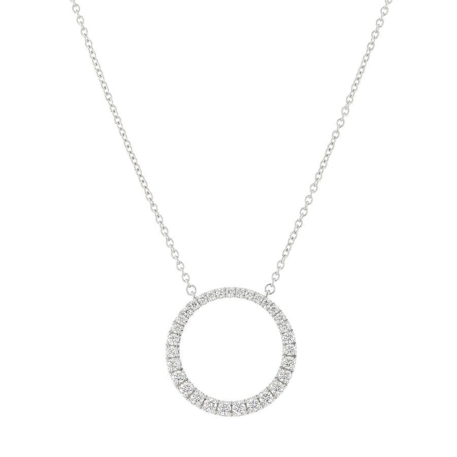 0.47-0.54ct Graduated Diamond Circle Necklace in 18K White Gold, 18"