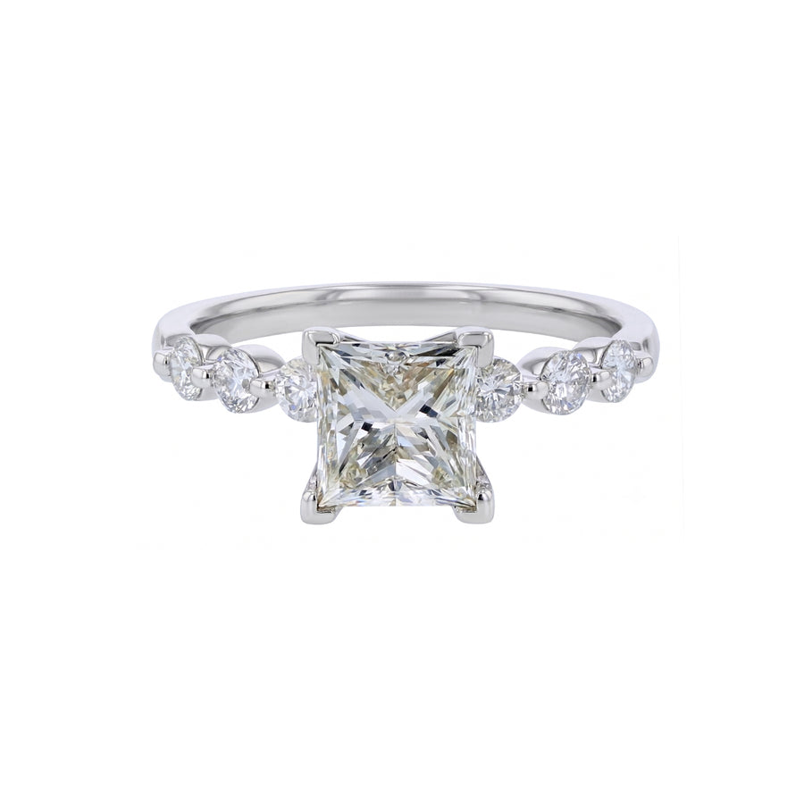 2.00ct Princess Cut Diamond and 0.08ct Diamond Ring in Platinum size 8