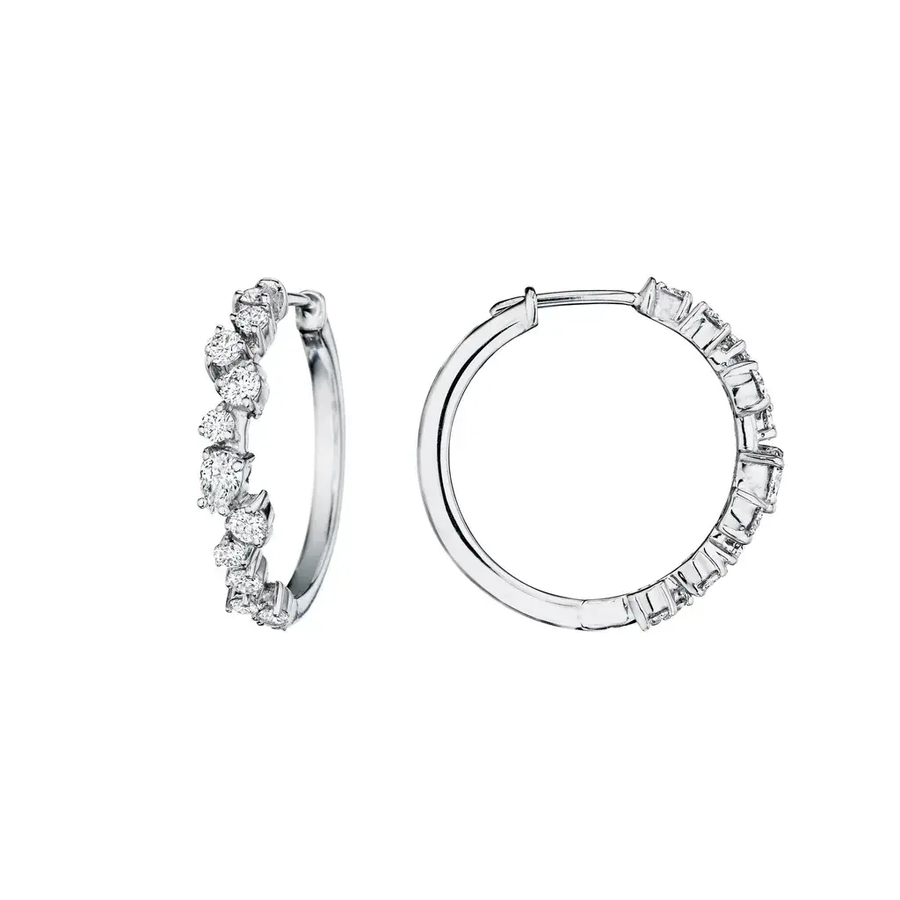Stardust 0.96ct Diamond Hoop Earrings in 18K White Gold