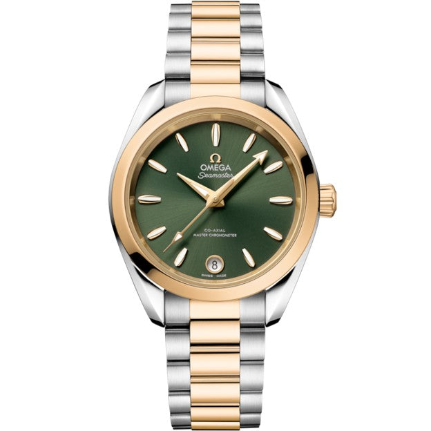 34mm Seamaster Aqua Terra Shades Watch with Green Dial in Stainless Steel and 18K Yellow Gold, Bracelet