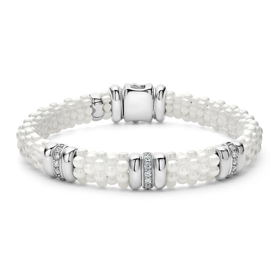 Three Station Ceramic Diamond Bracelet