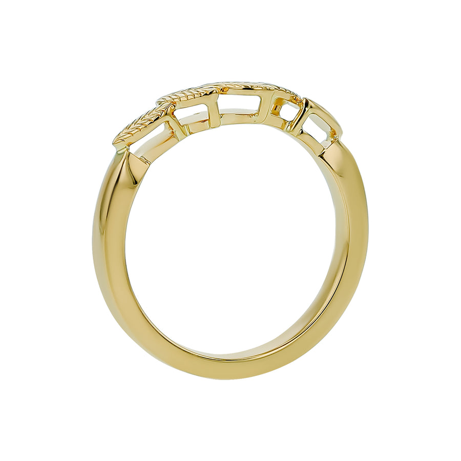 Leaf Design Band in 18K Yellow Gold, size 5