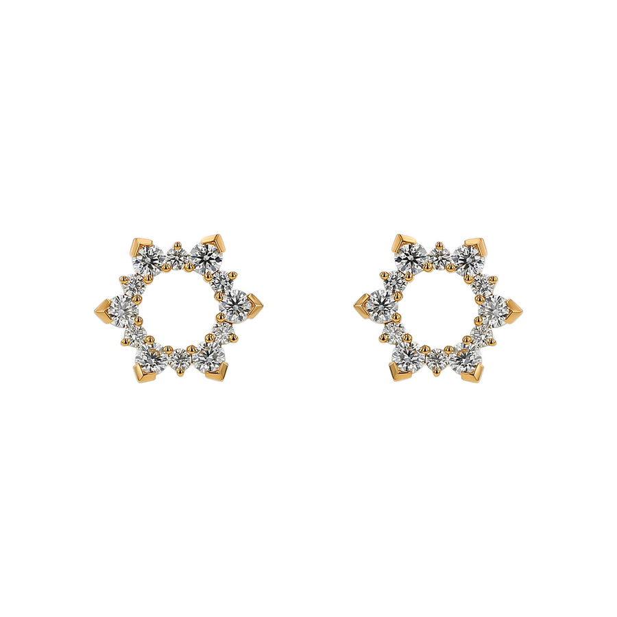 Aerial Sunburst 0.49-0.56ct Diamond Stud Earrings in 18K Yellow Gold