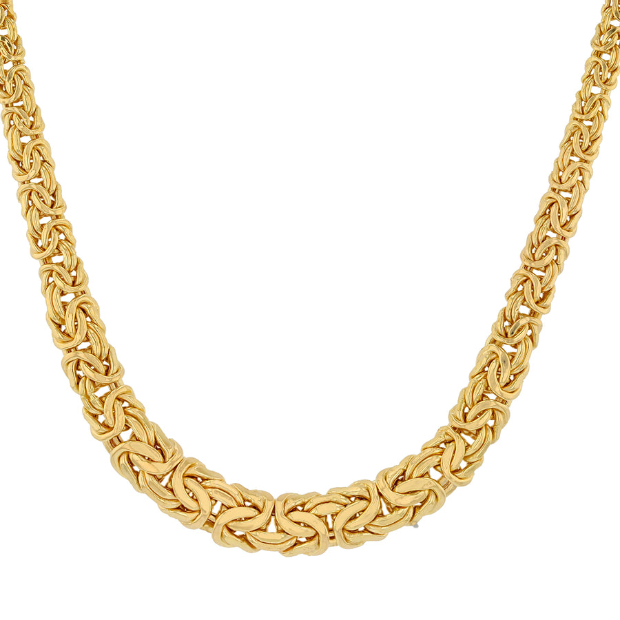 Tapered Byzantine Chain Necklace in 14K Yellow Gold, 16.5"