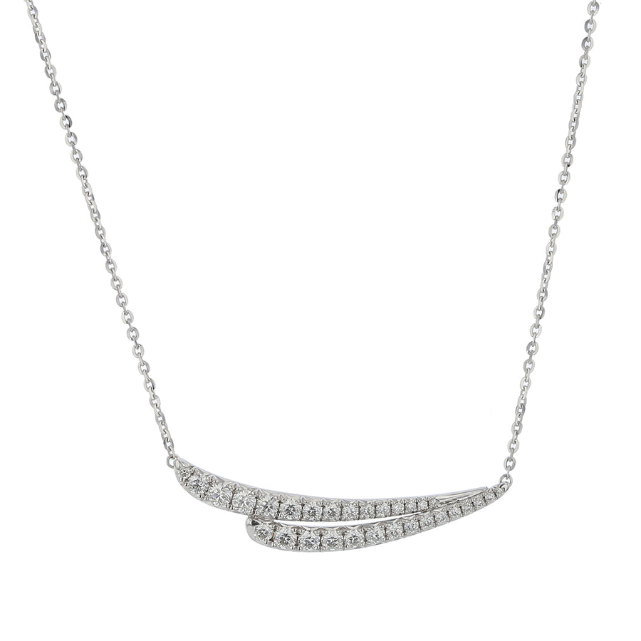 Vela 0.45-0.55Ct Diamond French Cut Pave Necklace in 18k White Gold, 18in