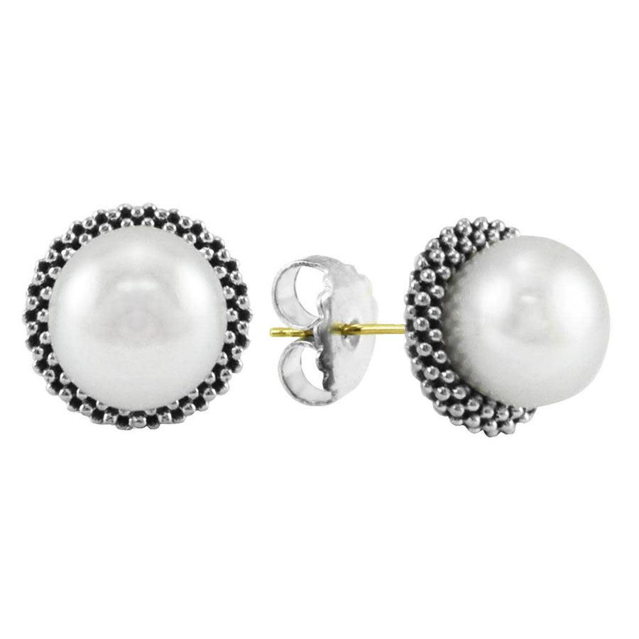 8mm Pearl Luna Stud Earrings in Sterling Silver